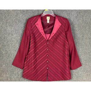 Candlelight & Champagne Blazer Women's 22W 100% Polyester Burgundy Adults